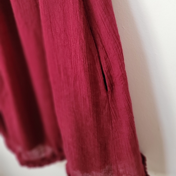 Wishlist Deep Red Boho Off The Shoulder Frayed Hem Swing Mini Dress S/M. - Picture 13 of 15